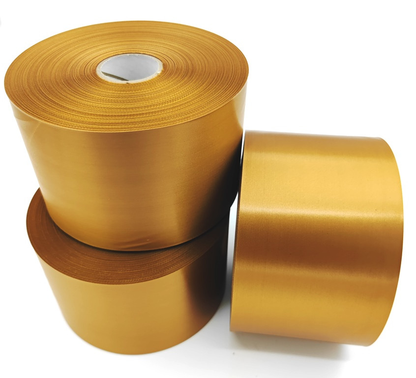 Текстильная сатиновая лента 100мм/200м Pale Gold 693