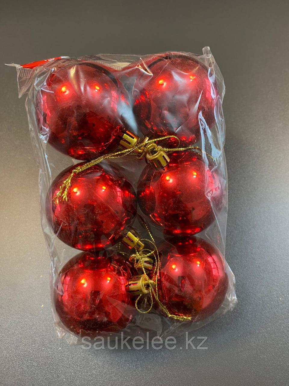 Новогодние елочные игрушки Подарочные Шары из пластика глянцевые 6 шт тон красный d= 55 мм - фото 2 - id-p82820556