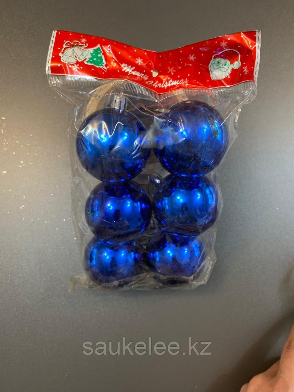 Новогодние елочные игрушки Подарочные Шары из пластика глянцевые 6 шт тон синий d= 55 мм - фото 1 - id-p82820558