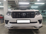 Защита переднего бампера двойная d60/42 ПапаТюнинг для Toyota Land Cruiser Prado 150 Black Onyx 2020-