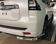 Защита заднего бампера угловая d76 ПапаТюнинг для Toyota Land Cruiser Prado 150 Style 2019-