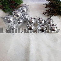 Новогодние елочные шарики глянцевые серебряные HM-10 6 шт 5 см