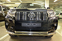Защита переднего бампера двойная d76/60 ПапаТюнинг для Toyota Land Cruiser Prado 150 2017-