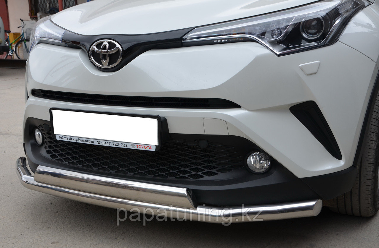 Защита переднего бампера двойная d60/75х42 овал ПапаТюнинг для Toyota С-HR 2018- - фото 2 - id-p105048309