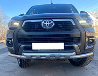 Защита переднего бампера с перемычками d60/60 ПапаТюнинг для Toyota Hilux Black Onyx 2020-