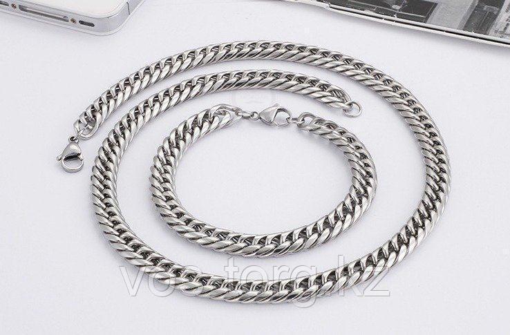 Комплект мужской цепь+браслет "Босс lux" сталь с титаном - фото 10 - id-p102823126