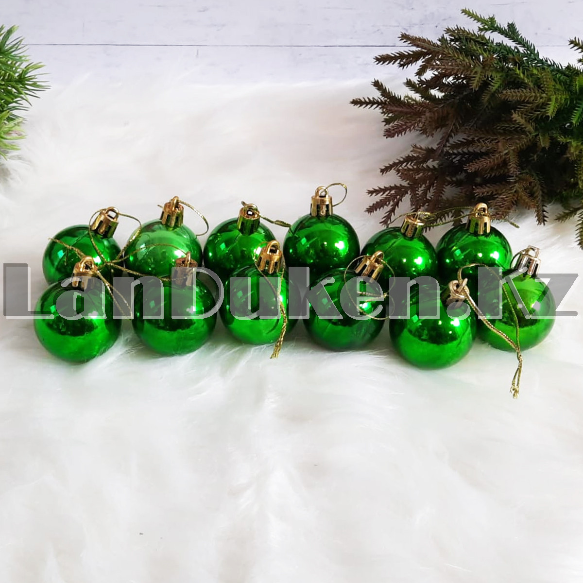 Новогодние елочные шарики глянцевые зеленые HM-4 12 шт 4 см - фото 3 - id-p105262171