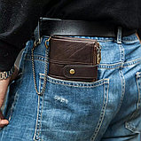 Портмоне клатч кошелек кожаный из воловьей кожи цвета кофе. В описании видеообзор, фото 2