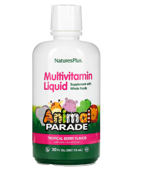 NaturesPlus, Source of Life, Animal Parade, жидкие мультивитамины для детей, вкус тропических ягод, 900 мл (30