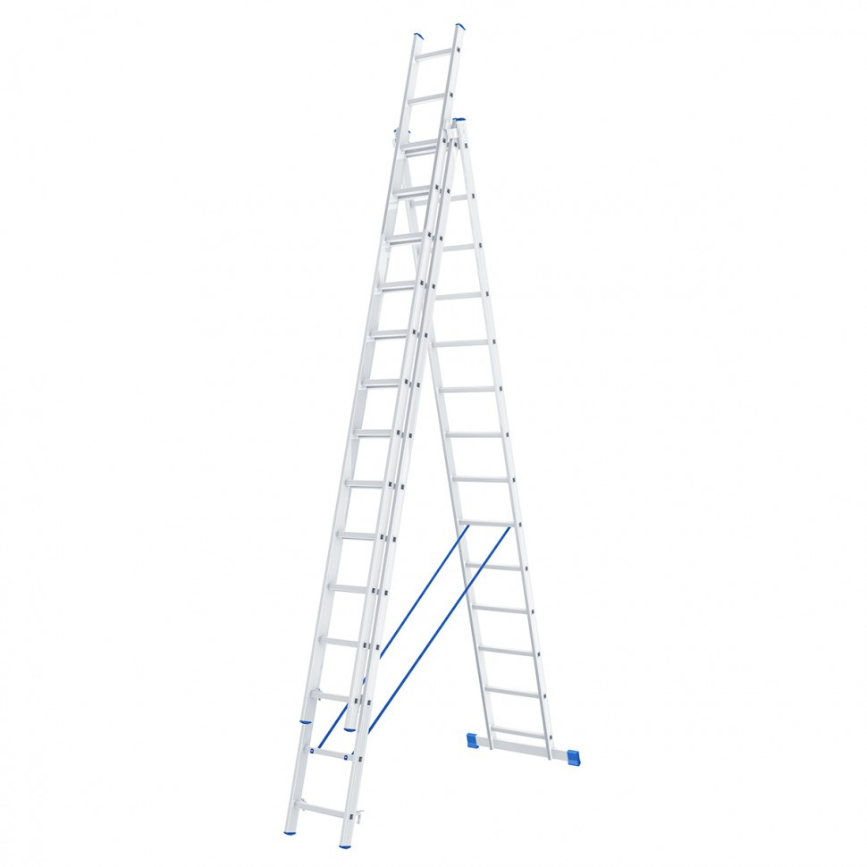 Лестница трехсекционная, 3 х 14 ступеней, алюминиевая, Россия, Сибртех