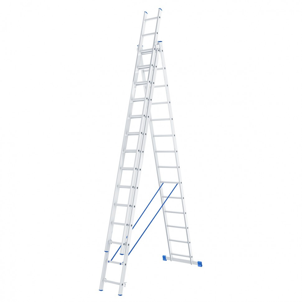 Лестница трехсекционная, 3 х 14 ступеней, алюминиевая, Россия, Сибртех - фото 1 - id-p105269258