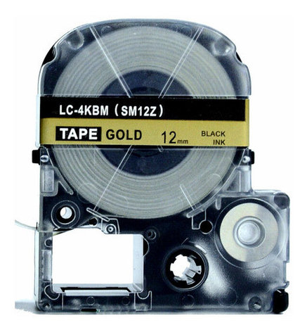 Картридж LC-4KBM для Epson LabelWorks LW-300, LW-400 (лента 12mmx8m) ,черный на золотом, фото 2