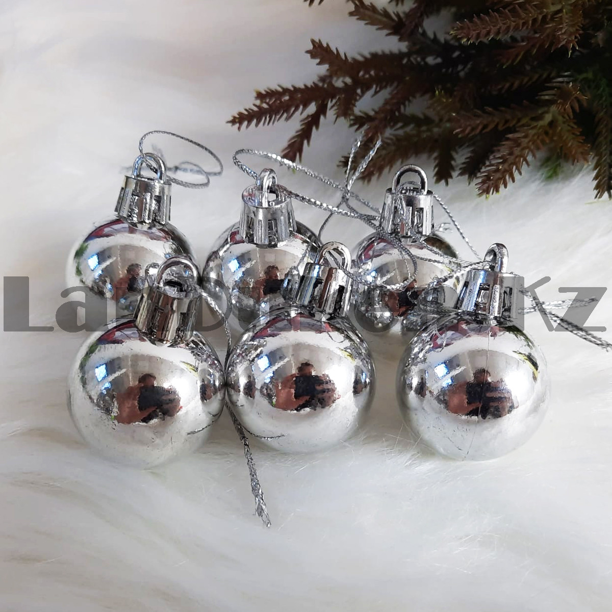 Новогодние елочные шарики глянцевые серебряные HM-1 12 шт 3 см - фото 4 - id-p105267923