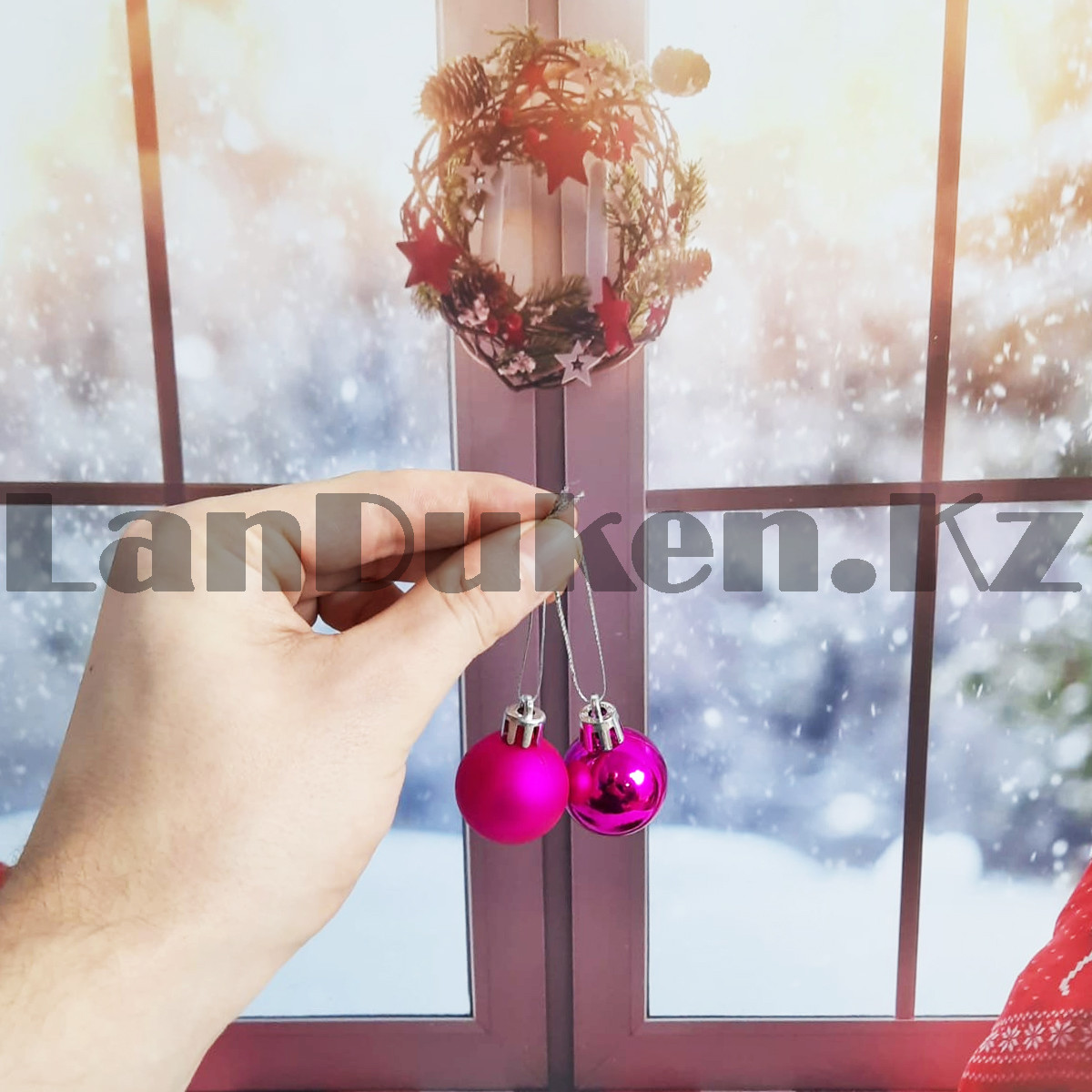 Новогодние елочные шарики глянцевые и матовые розовые HM-2 12 шт 3 см - фото 6 - id-p105274900