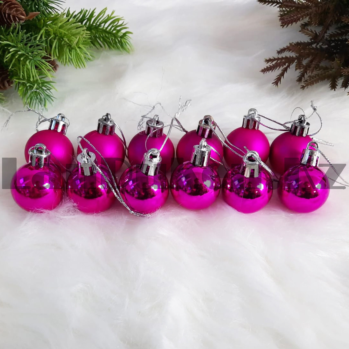Новогодние елочные шарики глянцевые и матовые розовые HM-2 12 шт 3 см - фото 3 - id-p105274900
