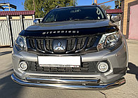 Защита переднего бампера двойная Папа Тюнинг d76/53 для Mitsubishi L200 2015-2019