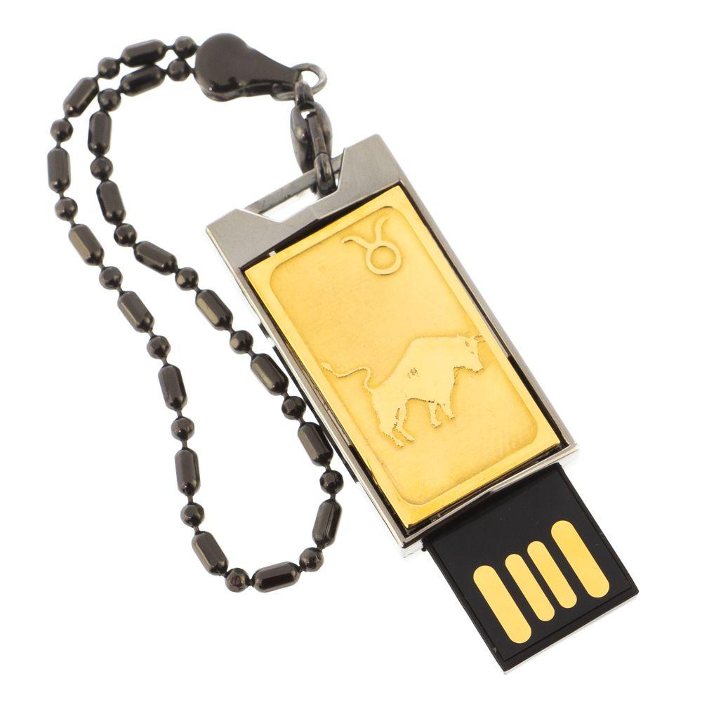 Флеш-карта с гравировкой символа знака зодиака "Телец" Златоуст USB 2.0 32 Gb в подарочной упаковке - фото 1 - id-p94297034