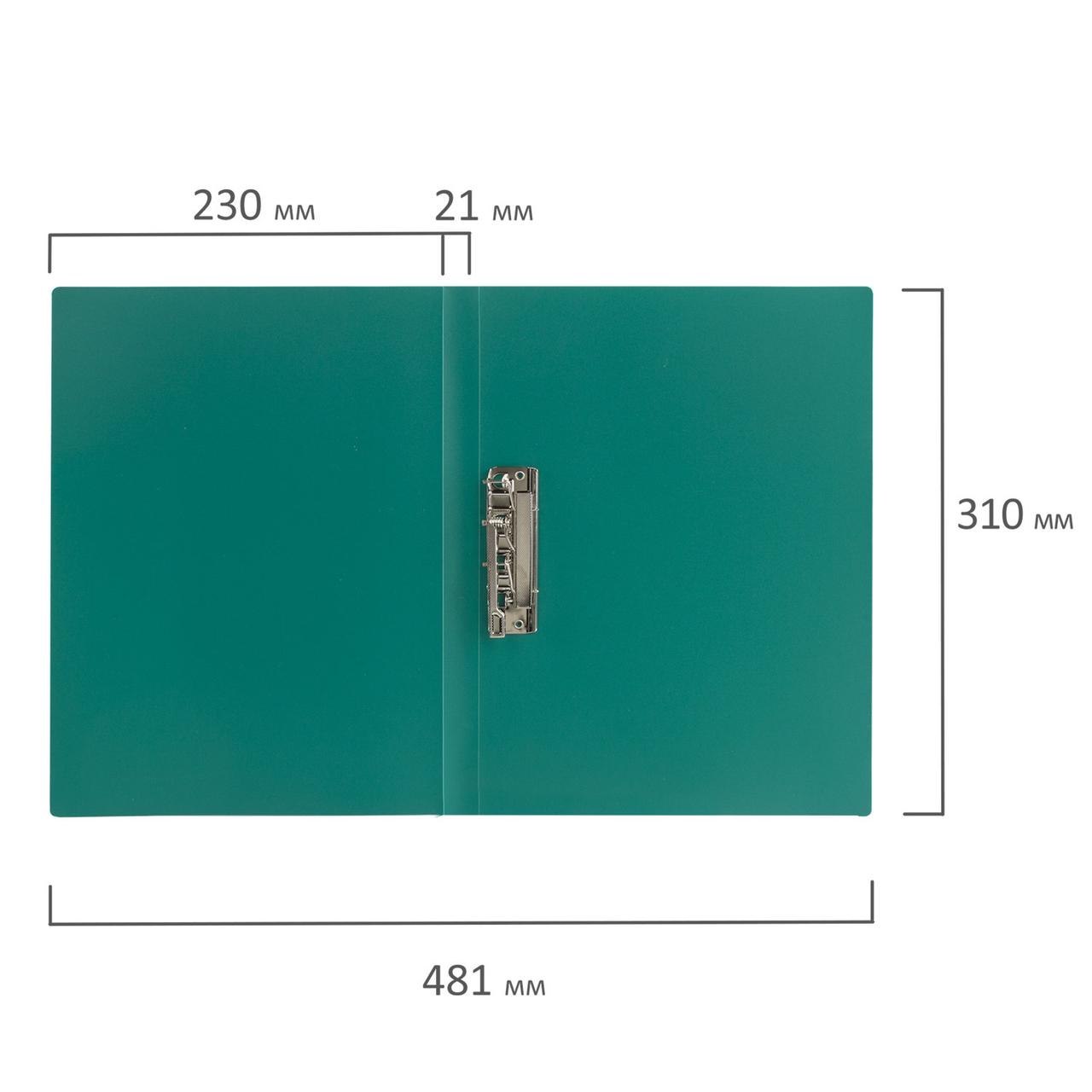 Папка с боковым металлическим прижимом BRAUBERG стандарт, зеленая, до 100 листов, 0,6 мм - фото 5 - id-p105278258