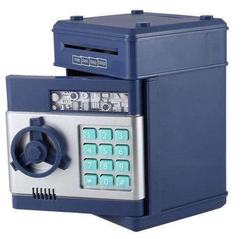 Копилка-сейф электронная с кодовым замком и купюроприемником Money Bank (Темно-синий) - фото 1 - id-p105278603