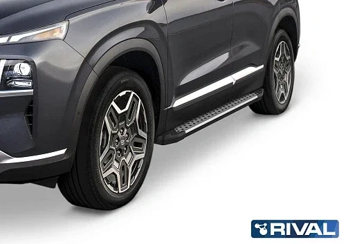 Порог-площадка "Bmw-Style" + комплект крепежа для Hyundai Santa Fe 2021- н.в., фото 2