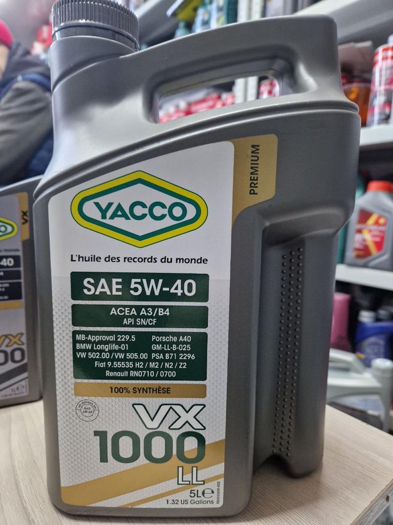 Моторное масло YACCO VX 1000 LL 5W40 5л (id 105282249)