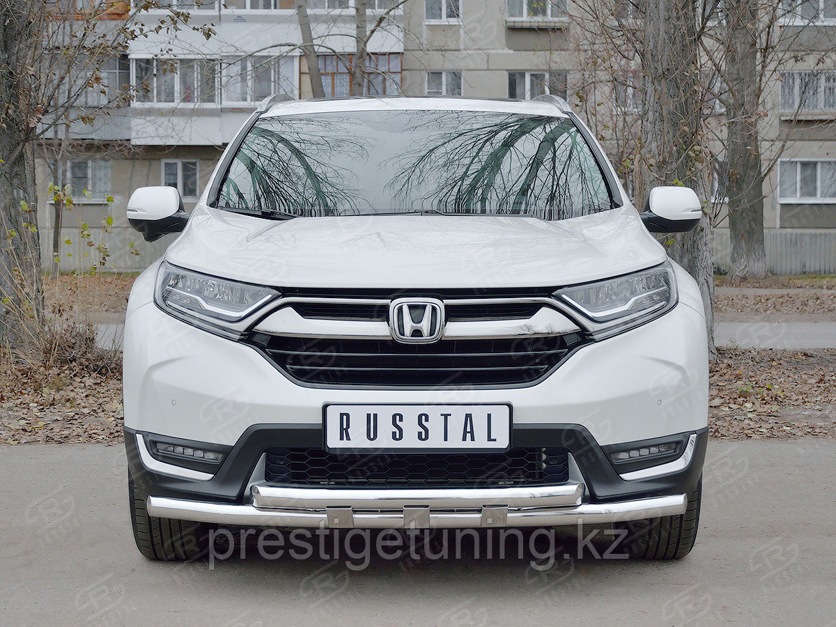 Защита переднего бампера d63 секции-d63 секции с декором Honda CR-V 2016-2019 - фото 2 - id-p105282396