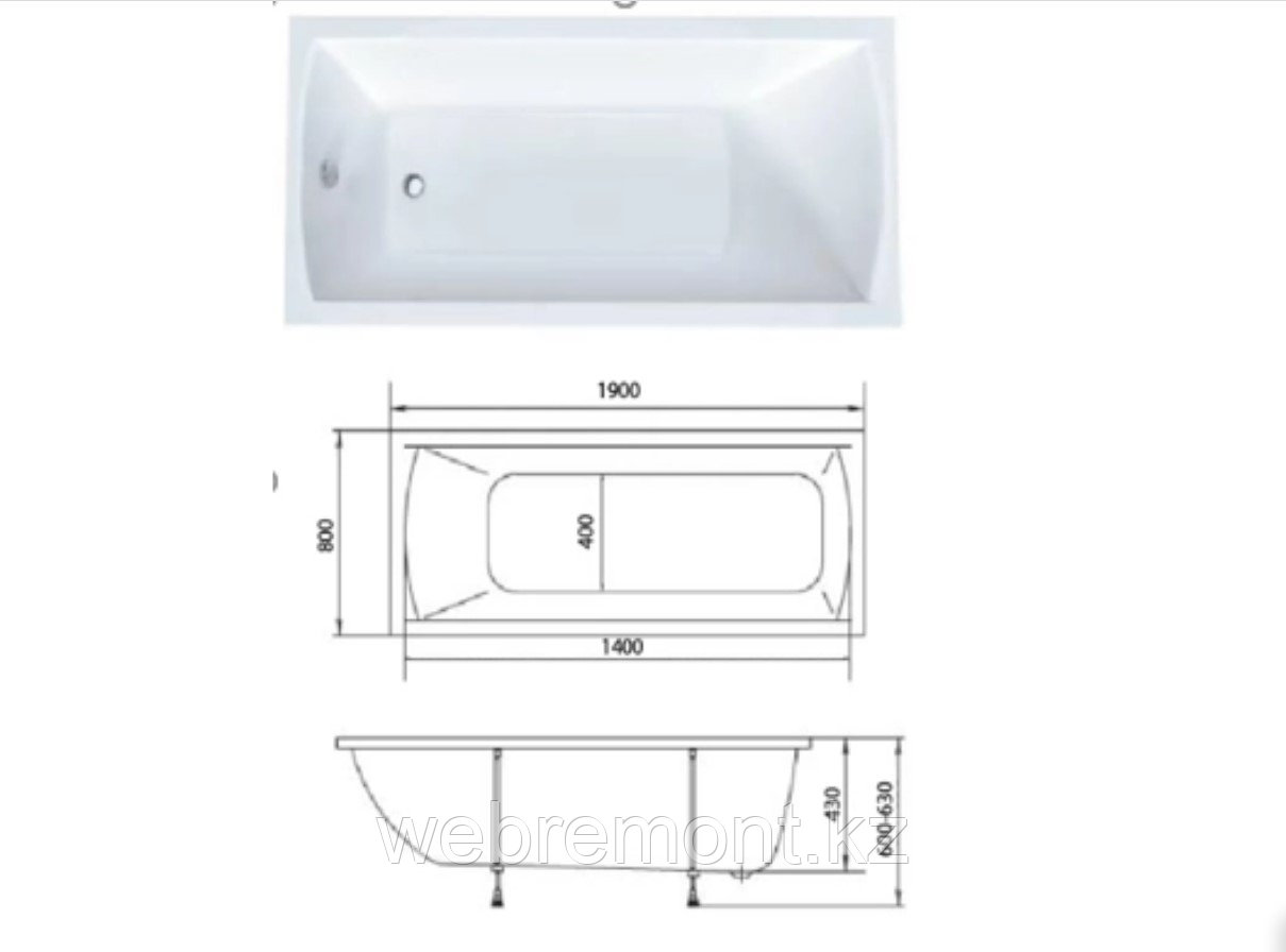 Акриловая ванна Modern MG 190х80 см.(ванна + рама) 1 Марка. Россия - фото 3 - id-p101197344