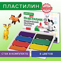 Пластилин классический BRAUBERG KIDS, 8 цветов, 160 г, со стеком, фото 3