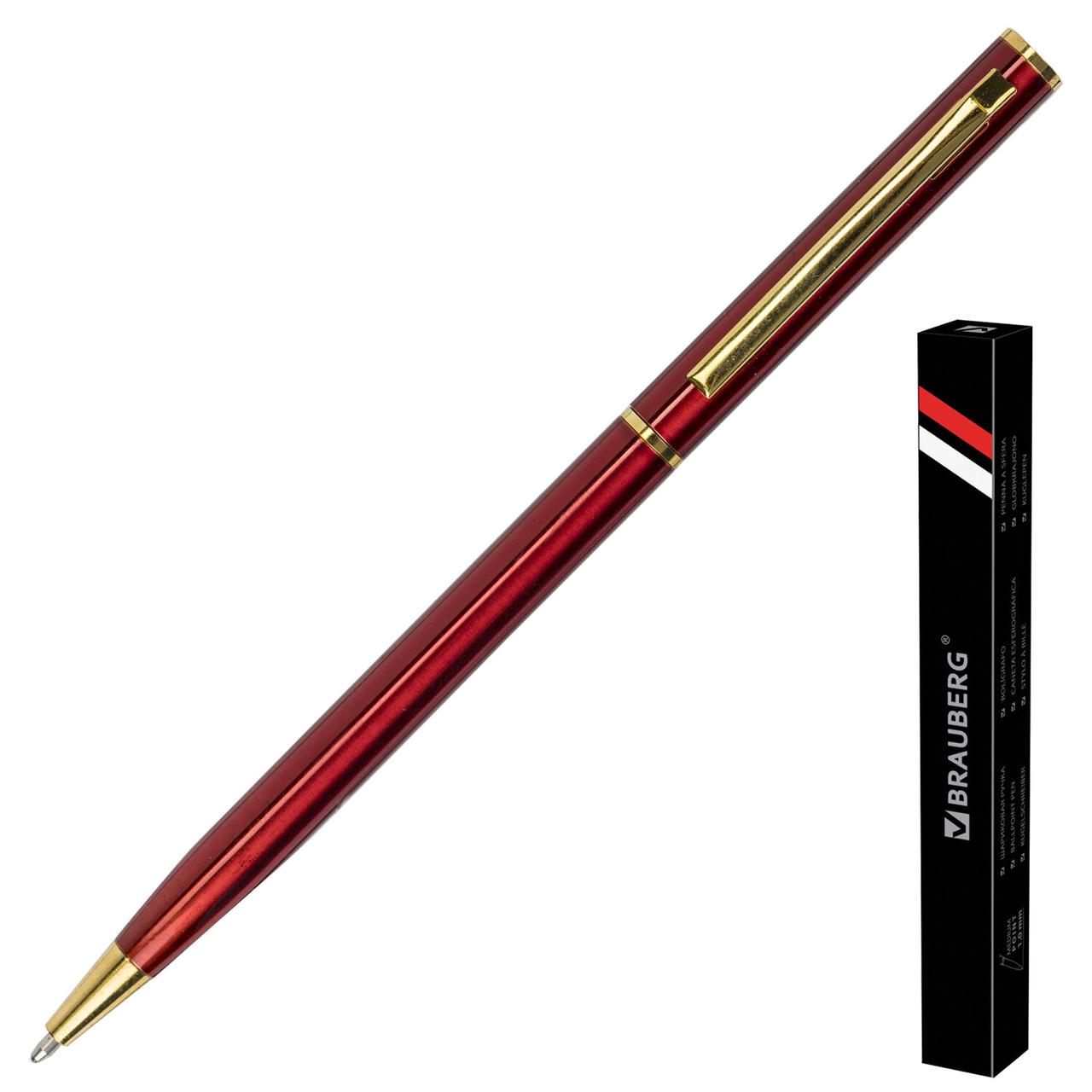 Ручка подарочная шариковая BRAUBERG "Slim Burgundy", корпус бордо, узел 1 мм, линия письма 0,7 мм, синяя - фото 1 - id-p105300482