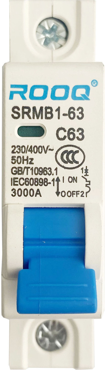 Миниатюрный автоматический выключатель ROOQ SRMB1-63/2P C10A - фото 4 - id-p105303689