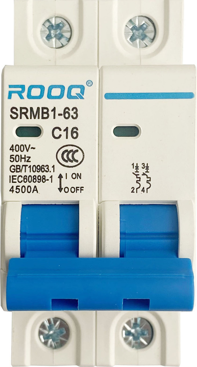 Миниатюрный автоматический выключатель ROOQ SRMB1-63/2P C10A - фото 5 - id-p105303689