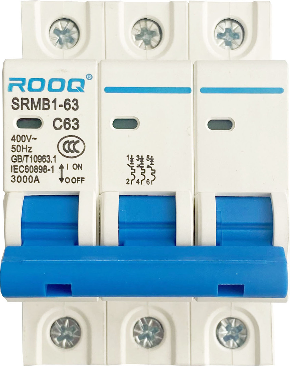 Миниатюрный автоматический выключатель ROOQ SRMB1-63/2P C10A - фото 6 - id-p105303689