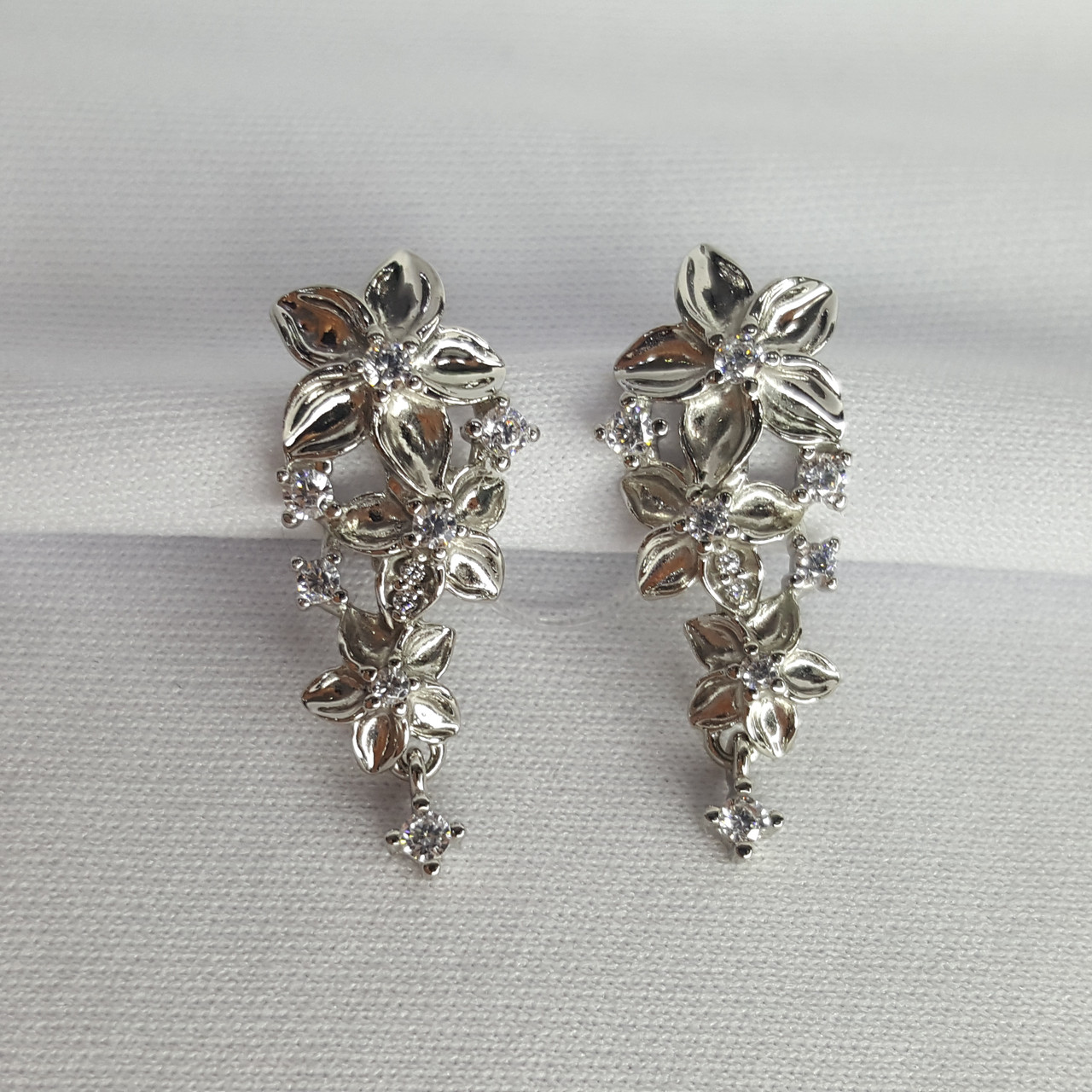 Серьги из серебра с фианитами 94-121-01637-1, фото 1