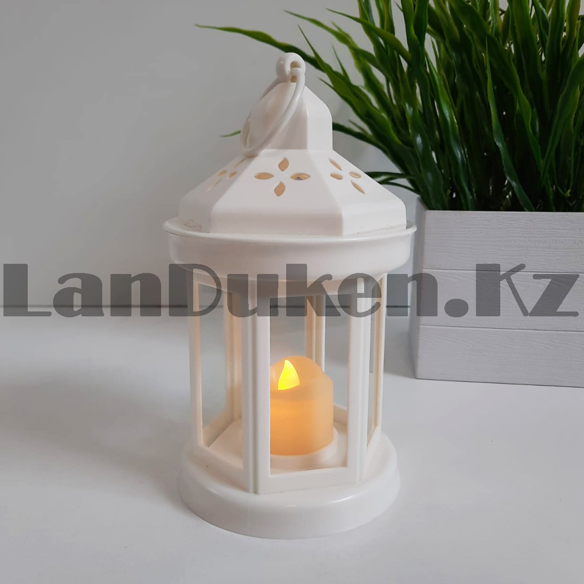 Светодиодный фонарь светильник с эффектом горящей свечи белый, фото 1