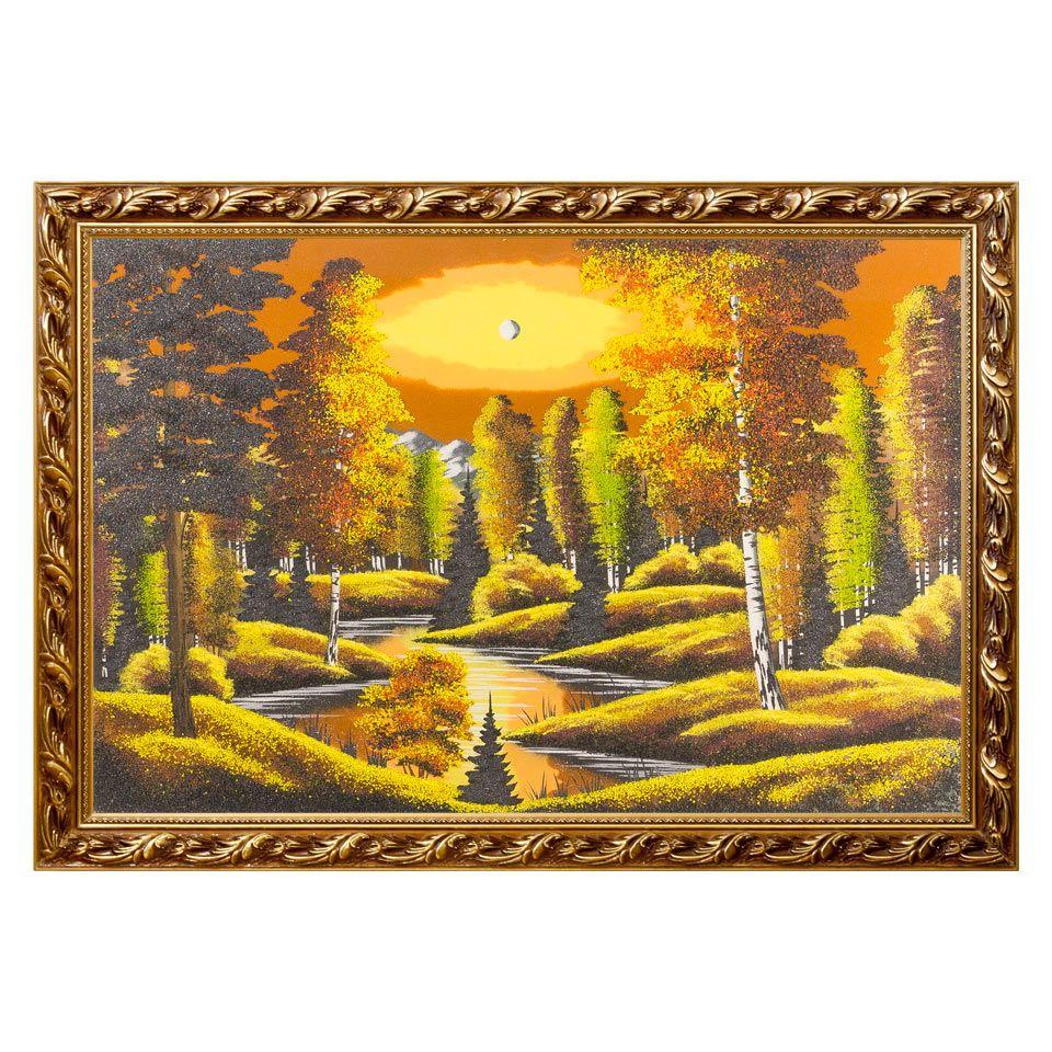 Картина "Осенняя ночь" багет №9 60х90 см, каменная крошка 120005 - фото 1 - id-p80869978