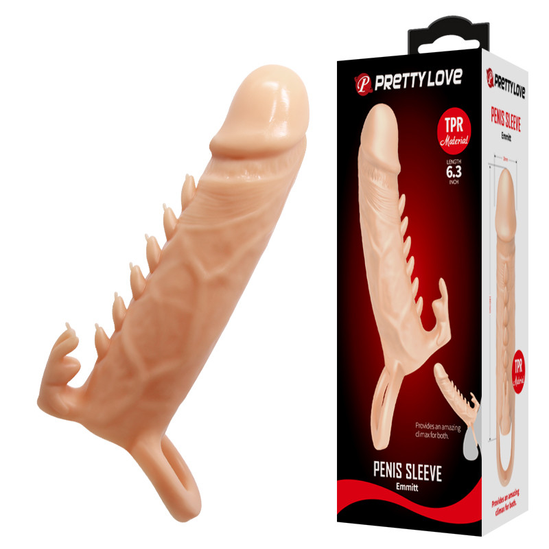 Интимная игрушка Насадка на пенис с фиксатором "Penis Sleeve"  Emmit 6.3