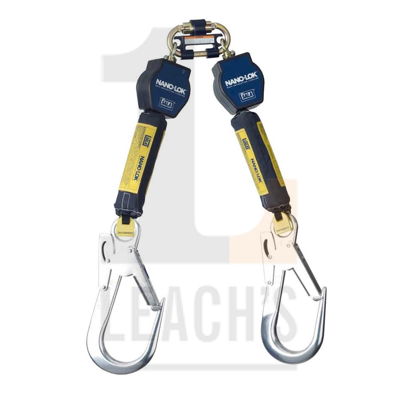 Twin Leg Nano-lok 1.8m Retracting Lifeline with Scaffhooks & Carabina / Страховочный канат с двойной втяжной - фото 2 - id-p105318489