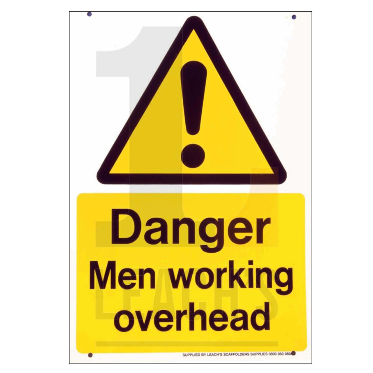 Safety Sign: 300 x 420mm, 1mm rigid plastic: 'Danger Men Working overhead' / Предупредительный знак: 300 x - фото 1 - id-p105318958