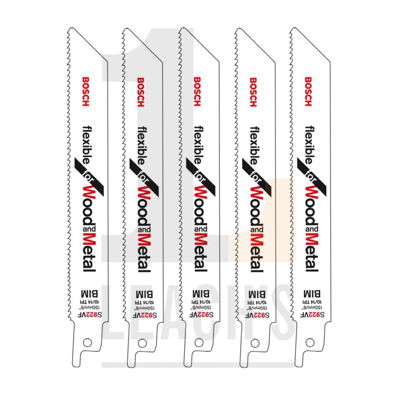 6" Bosch Wood/Metal Cut Recip Blades (Pack 5) / Bosch 6" Прямое лезвие по древесине/металлу (упаковка из 5 шт) - фото 1 - id-p105319213