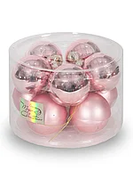 Набор стеклянных шаров 6 см 10 штук Розовый гламур 140360
