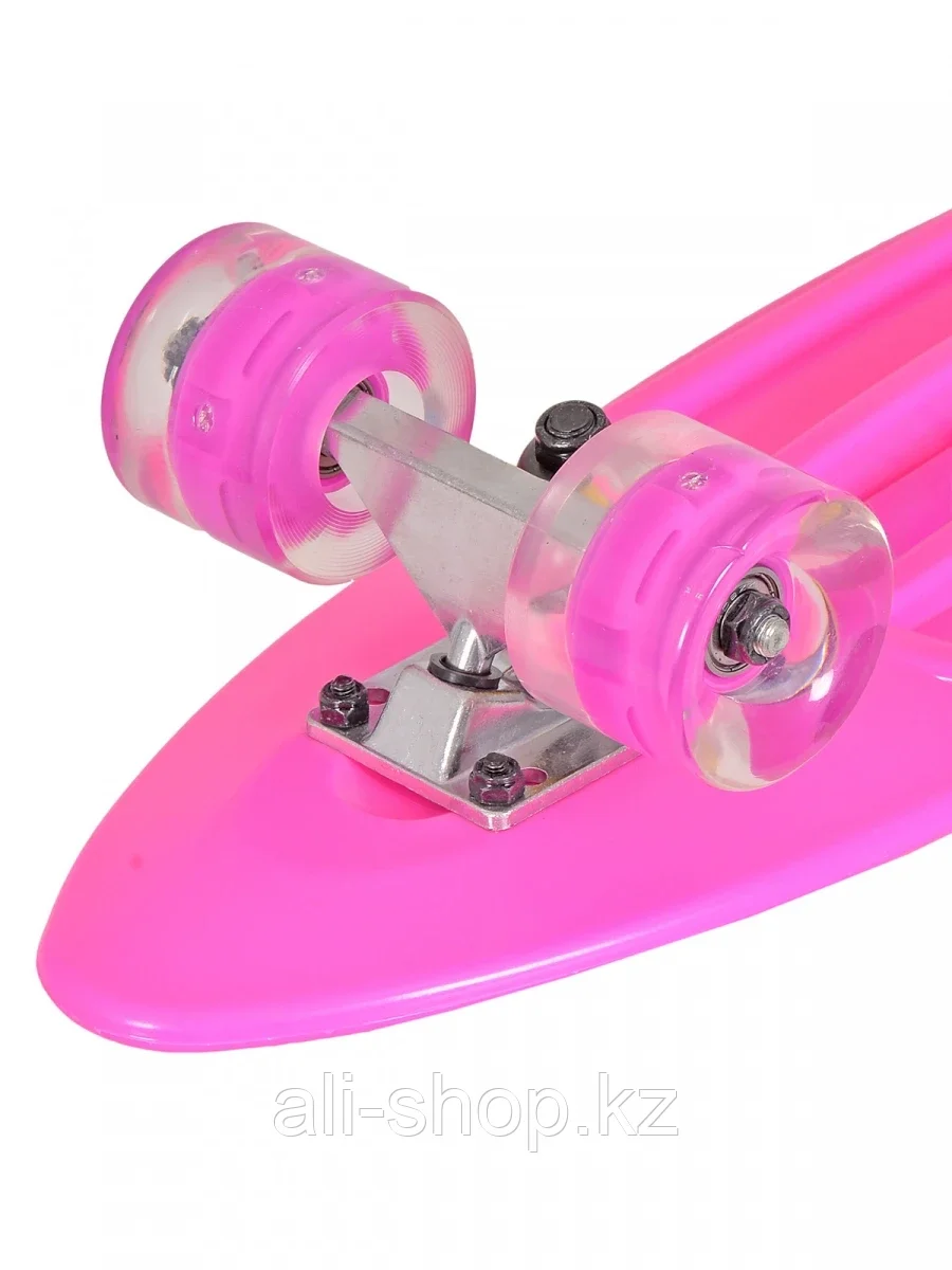 Скейтборд 56*15 см RUSH ACTION со светящимися колесами розовый - фото 4 - id-p105322584