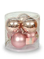 Набор стеклянных шаров 8 см 6 штук Розовый 25-35