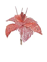 Новогоднее украшение Пуансеттия розовый 24 см на прищепке TJ21-460