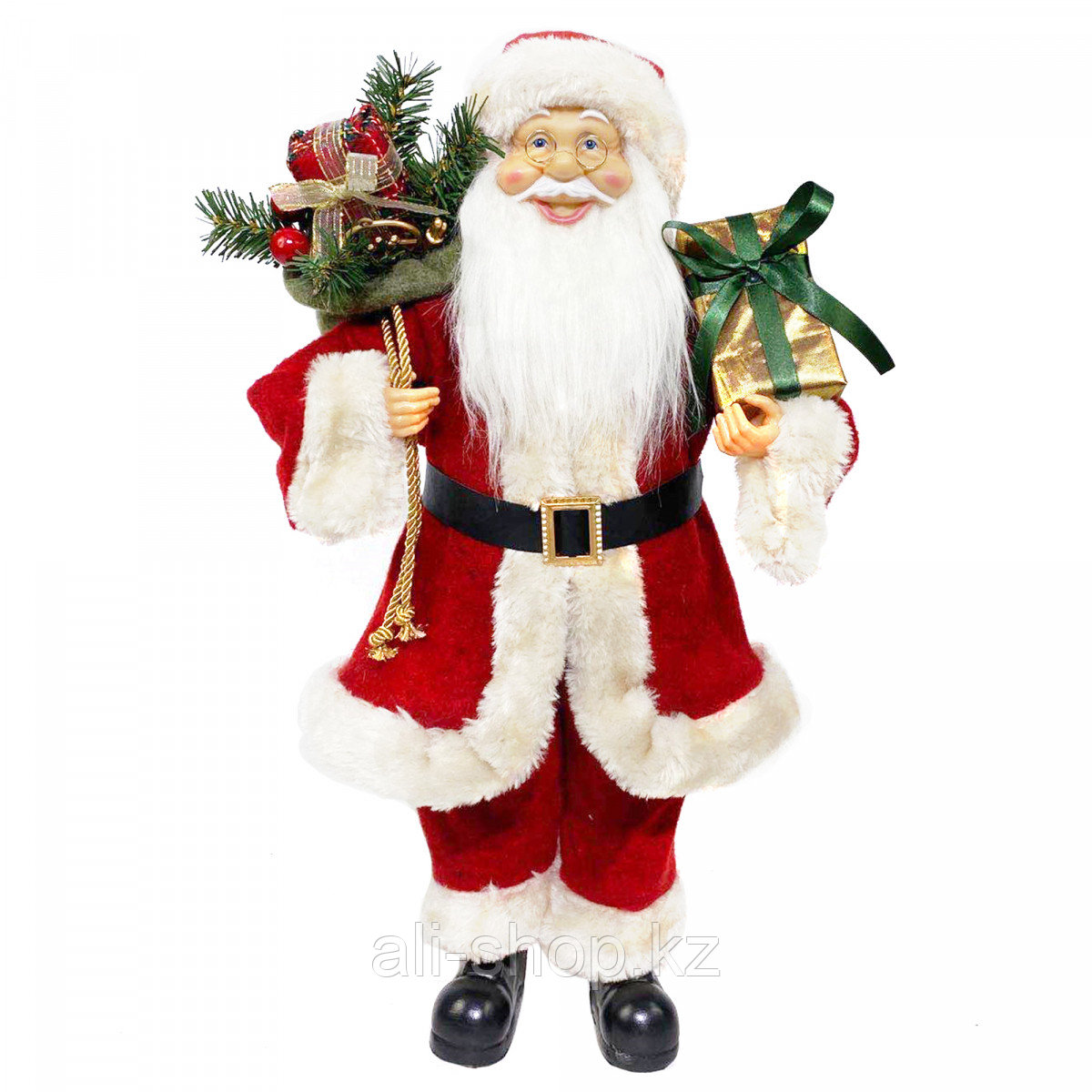 Новогодняя фигура Санта-Клаус 50 см в красном с подарком YS-201025L