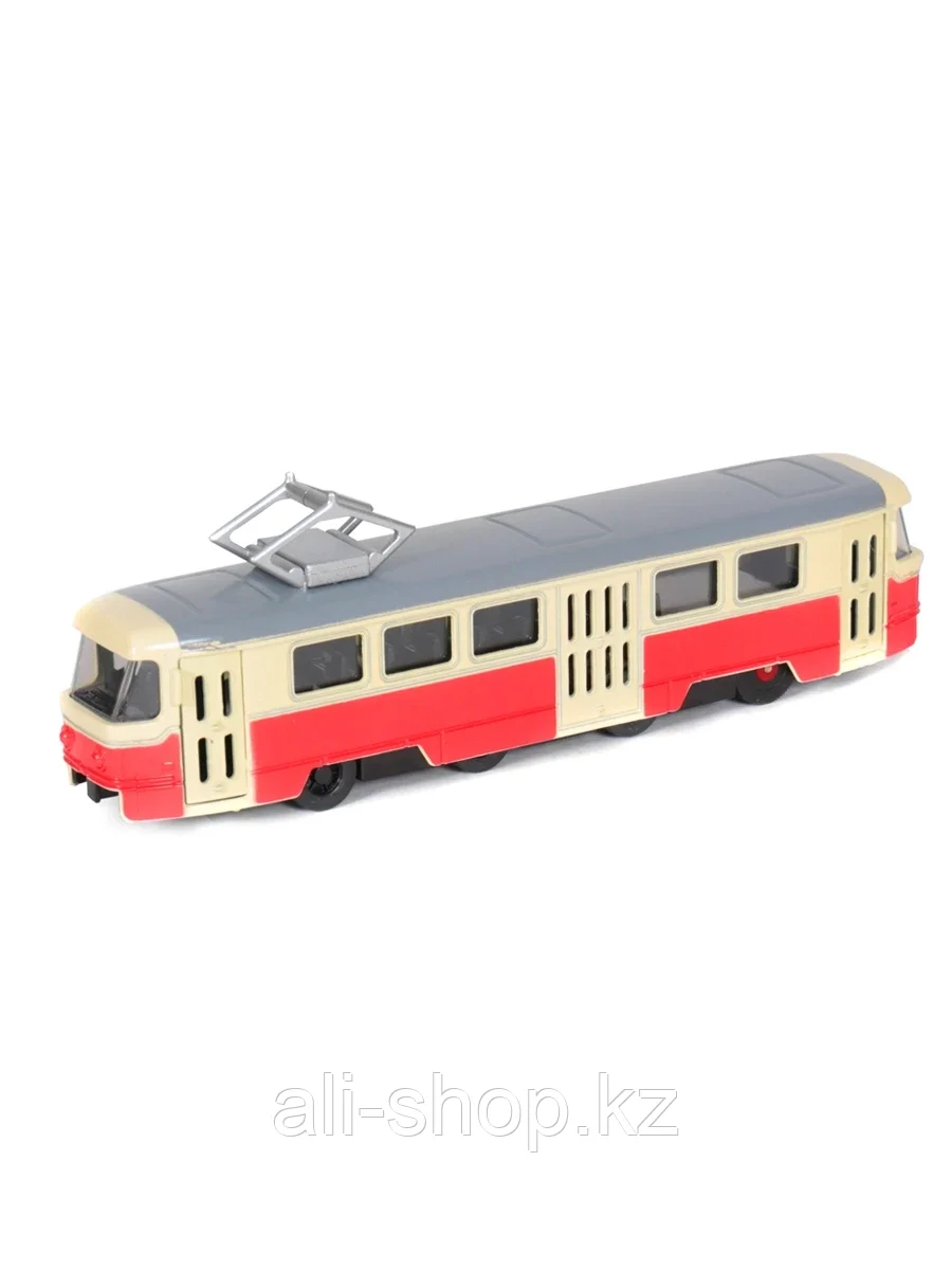 Модель машины 1:90 Трамвай 18,5см 19894, свет, звук, инерция красный - фото 1 - id-p105325669