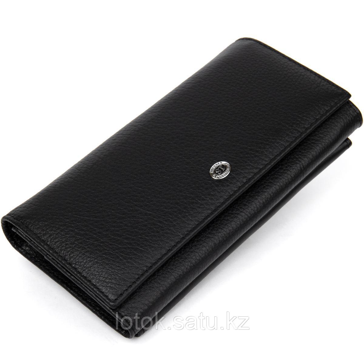Кожаный женский кошелек ST Leather Wallet черный - фото 1 - id-p105334079