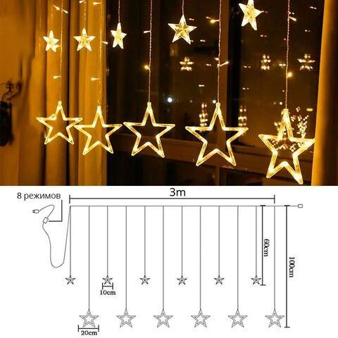 Гирлянда на окно светодиодная с подвесками «Бахрома» {3х1 м, стыкуемая, 8 режимов, 220В} (Теплый белый / - фото 3 - id-p105334173
