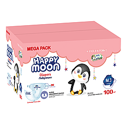Детские подгузники Happy Moon M (3) 4-9 кг, 100 шт