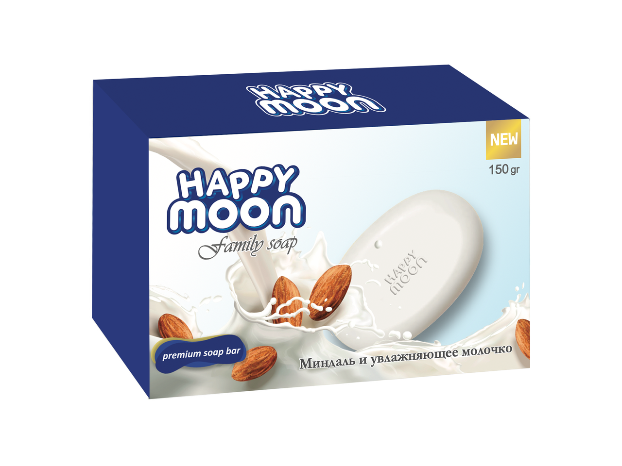 Туалетное мыло Happy Moon "Миндаль и увлажняющее молочко"