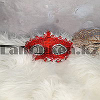 Венецианская маска Коломбина кружевная красная